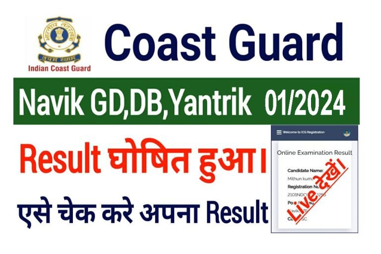 Indian Coast Guard Navik Gd Db Result Out For Batch Icg