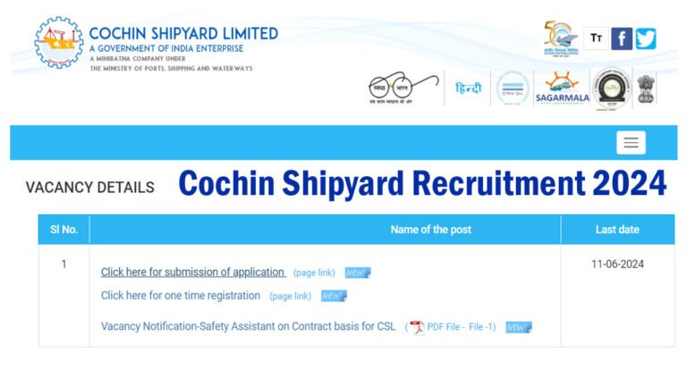 Cochin Shipyard Apprentices Recruitment 2024 Notification For Trade