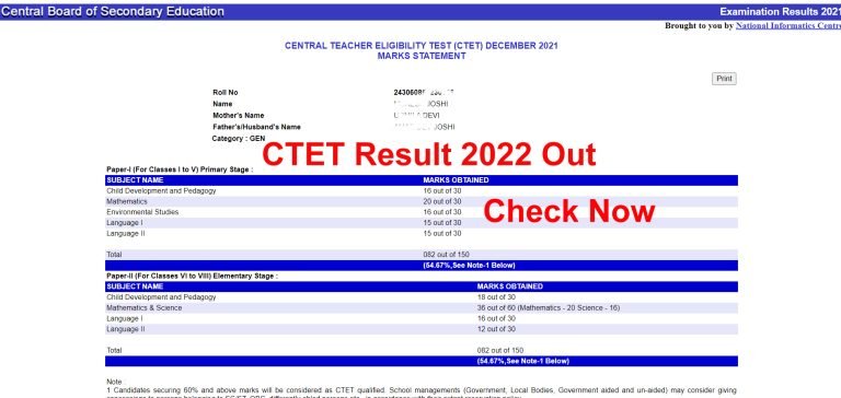 CTET Result 2022 Out