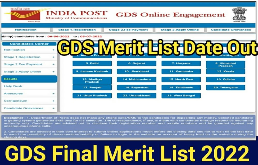 Indian Post GDS Final Merit List 2022