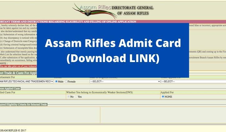 Assam Rifles Admit Card 2022