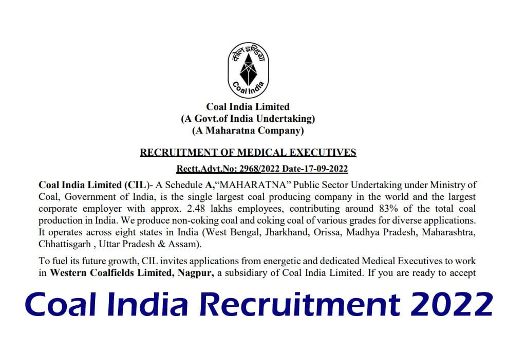 Coal India Medical Specialist Officer Recruitment 2022