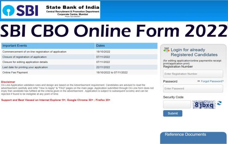 SBI CBO Online Form 2022