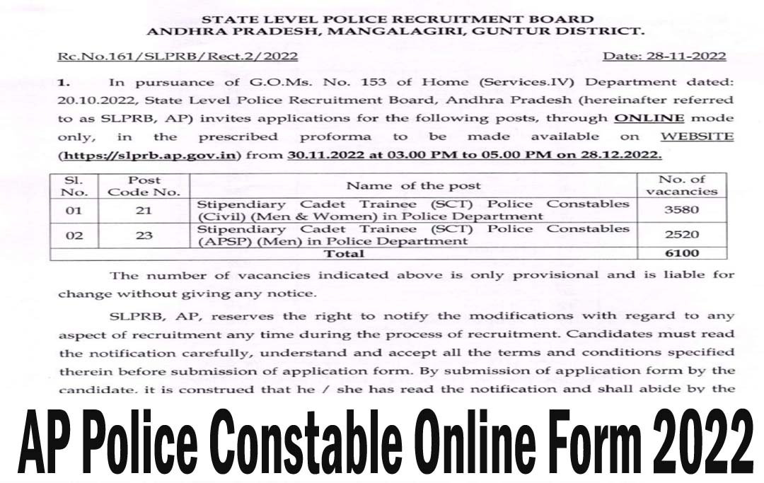 AP Police Constable Online Form 2022