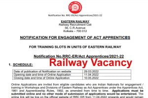 Eastern Railway Apprentice Online Form 2022