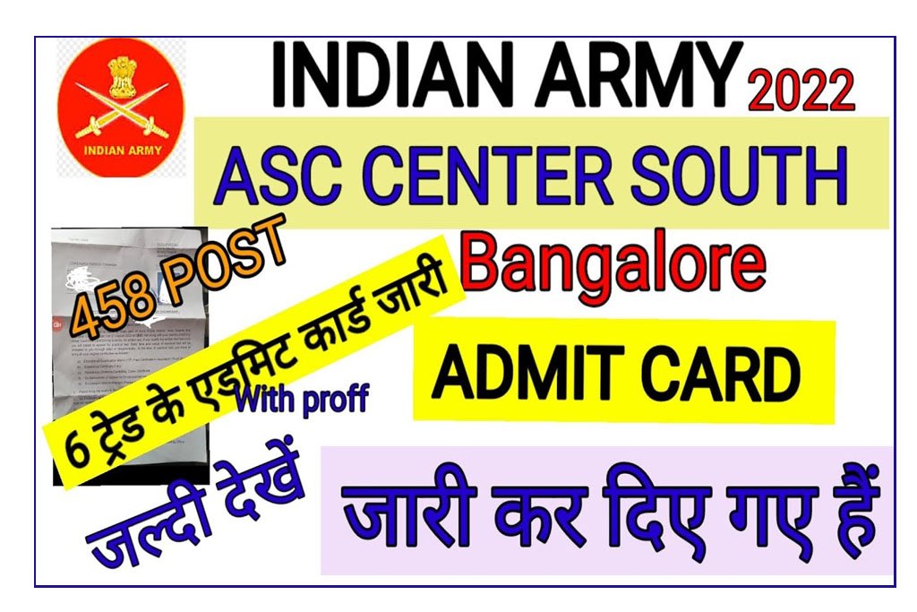 Indian Army ASC Centre Admit Card 2022