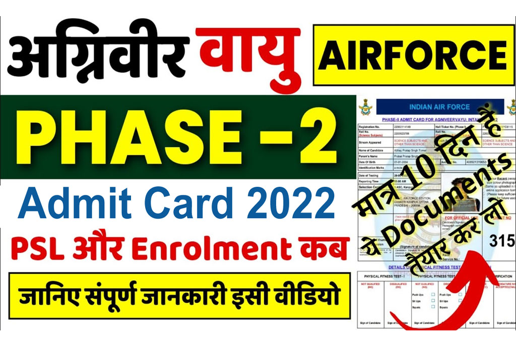 Airforce Agniveer Phase 2 Admit Card 2022