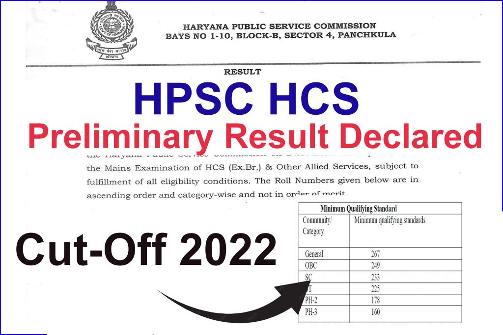 HPSC HCS Cut Off 2022 Result Declared for Prelims Check Merit List and