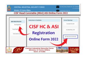 CISF HC Min ASI Online Form 2022