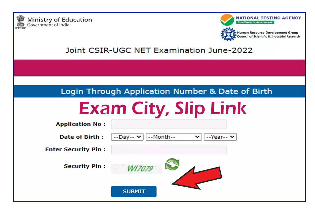 CSIR UGC NET City Intimation Slip 2022