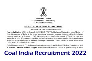 Coal India Medical Specialist Officer Recruitment 2022