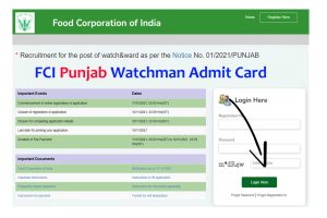 FCI Punjab Watchman Admit Card 2022
