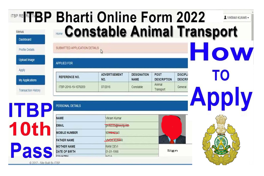 ITBP CT Animal Transport Online Form 2022