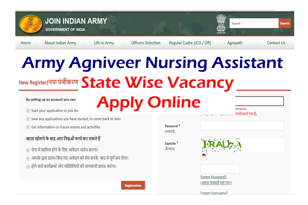 Army Agniveer Nursing Assistant Online Form 2023