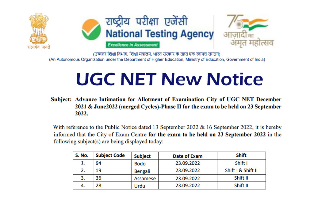 UGC NET Phase 2 Exam Notice 2022