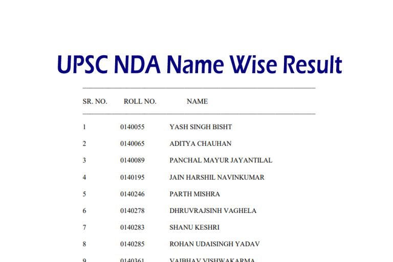 UPSC NDA 2 Result 2022 Name Wise OUT Download Result PDF Link upsc.gov