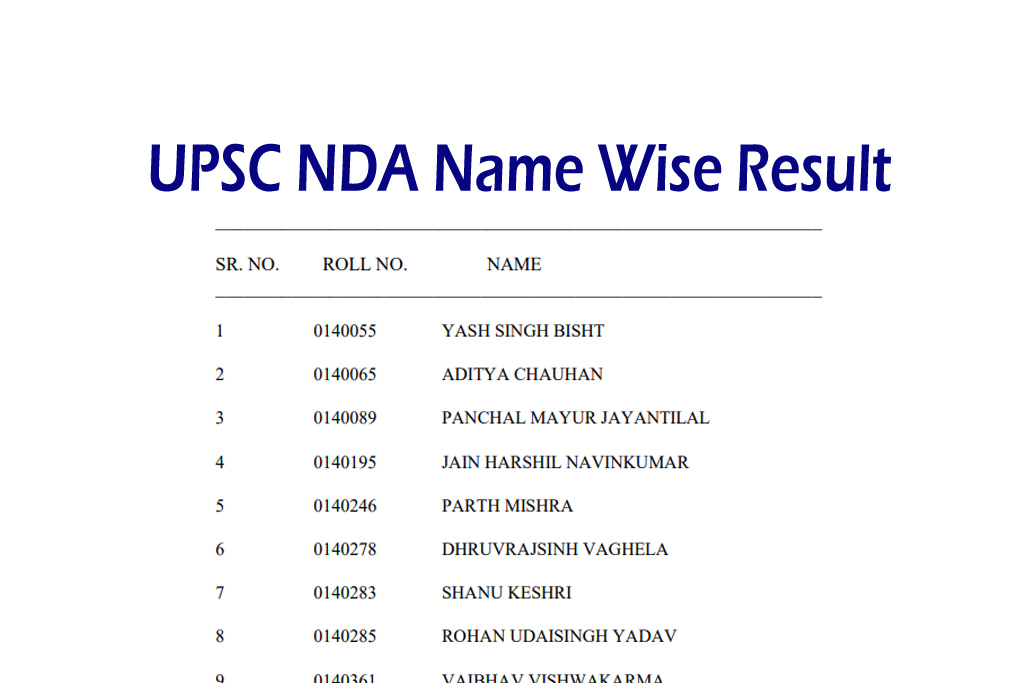 UPSC NDA 2 Result 2022 Name Wise