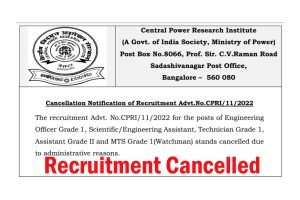 CPRI Various Posts Recruitment Cancelled 2023