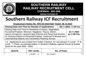 Southern Railway ICF Recruitment 2022