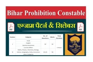 CSBC Bihar Police Prohibition Constable Syllabus 2022 CSBC Police Excise Exam Pattern PDF Here