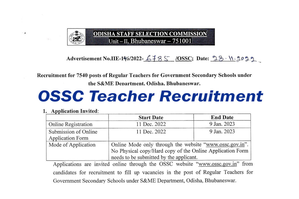 OSSC TGT Recruitment 2022