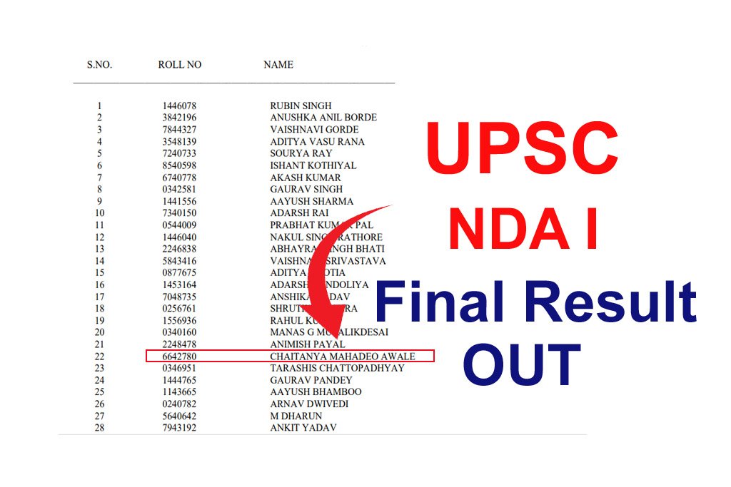 UPSC NDA Final Result 2022 Name Wise OUT NDA I Exam Final Merit List