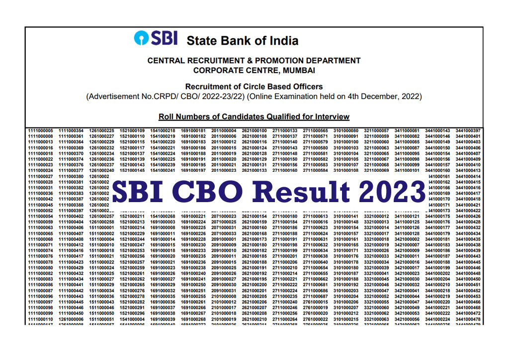 SBI CBO Result 2023