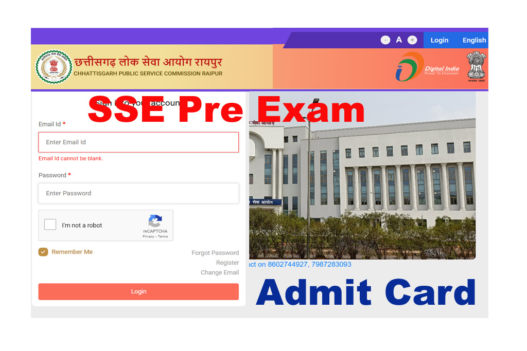 CGPSC SSE Pre Admit Card 2023