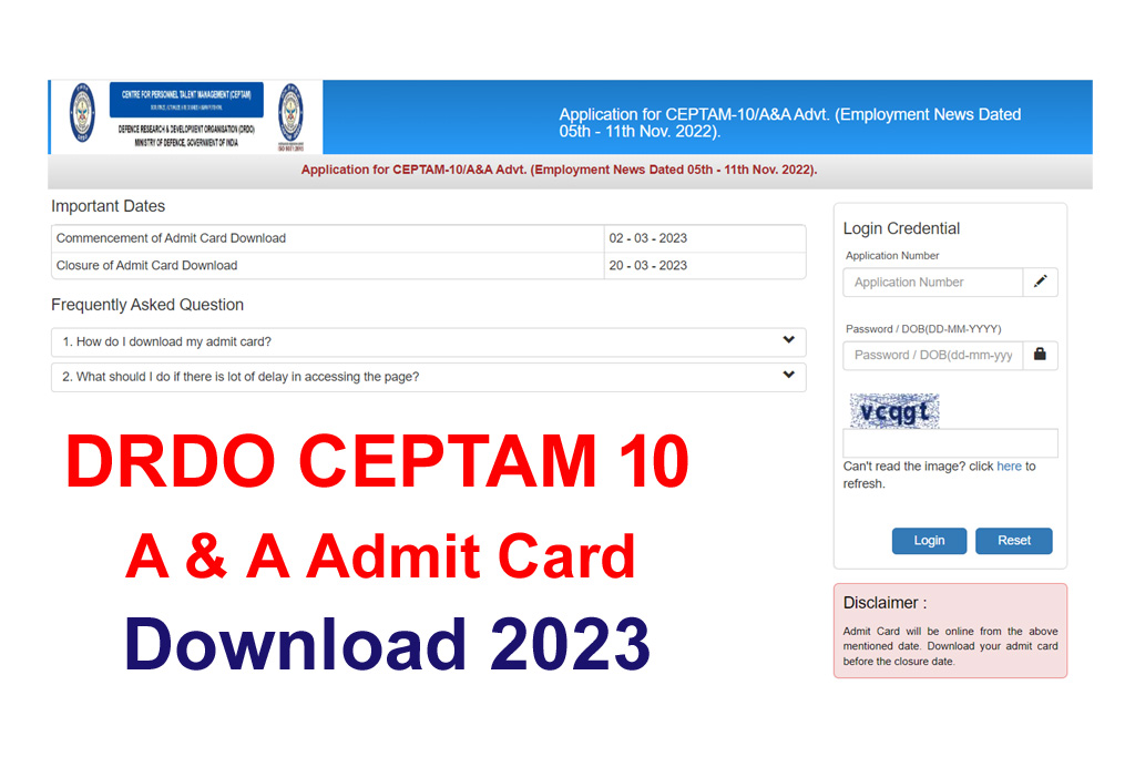 DRDO CEPTAM 10 A And A Admit Card 2023