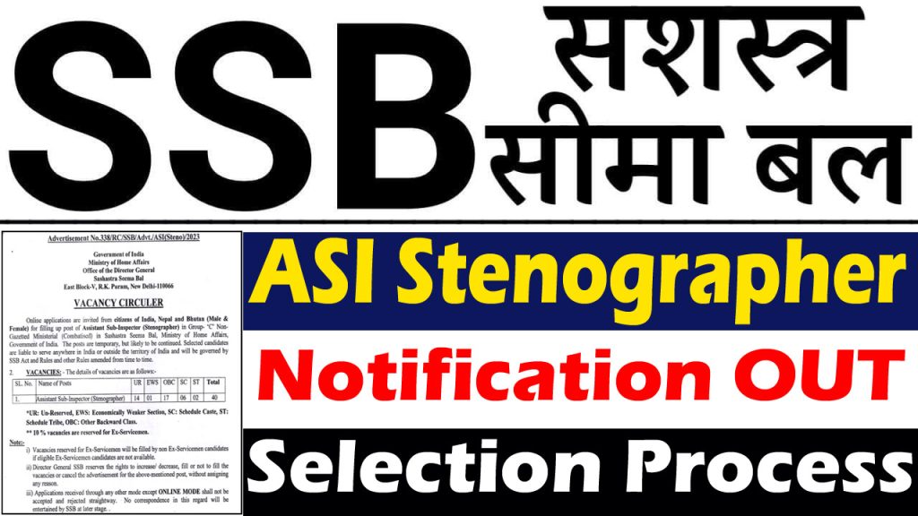 SSB ASI Stenographer Recruitment 2023