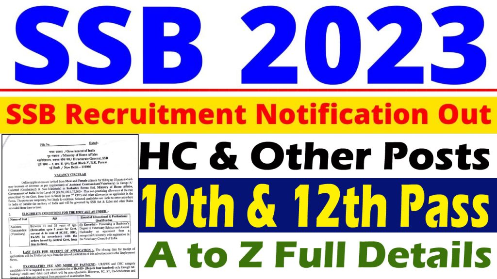 SSB Constable Tradesman Recruitment 2023