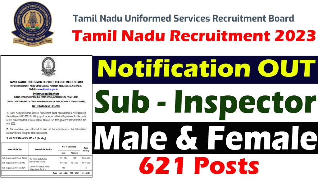 Tamil Nadu TNUSRB Sub Inspector Recruitment 2023