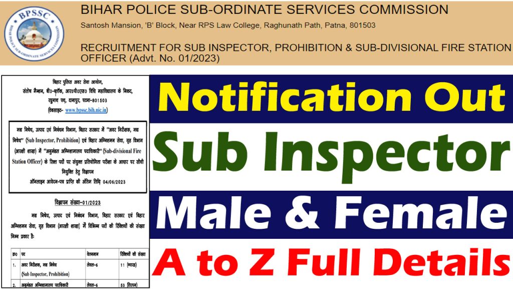 Bihar Police Sub Inspector Prohibition Recruitment 2023