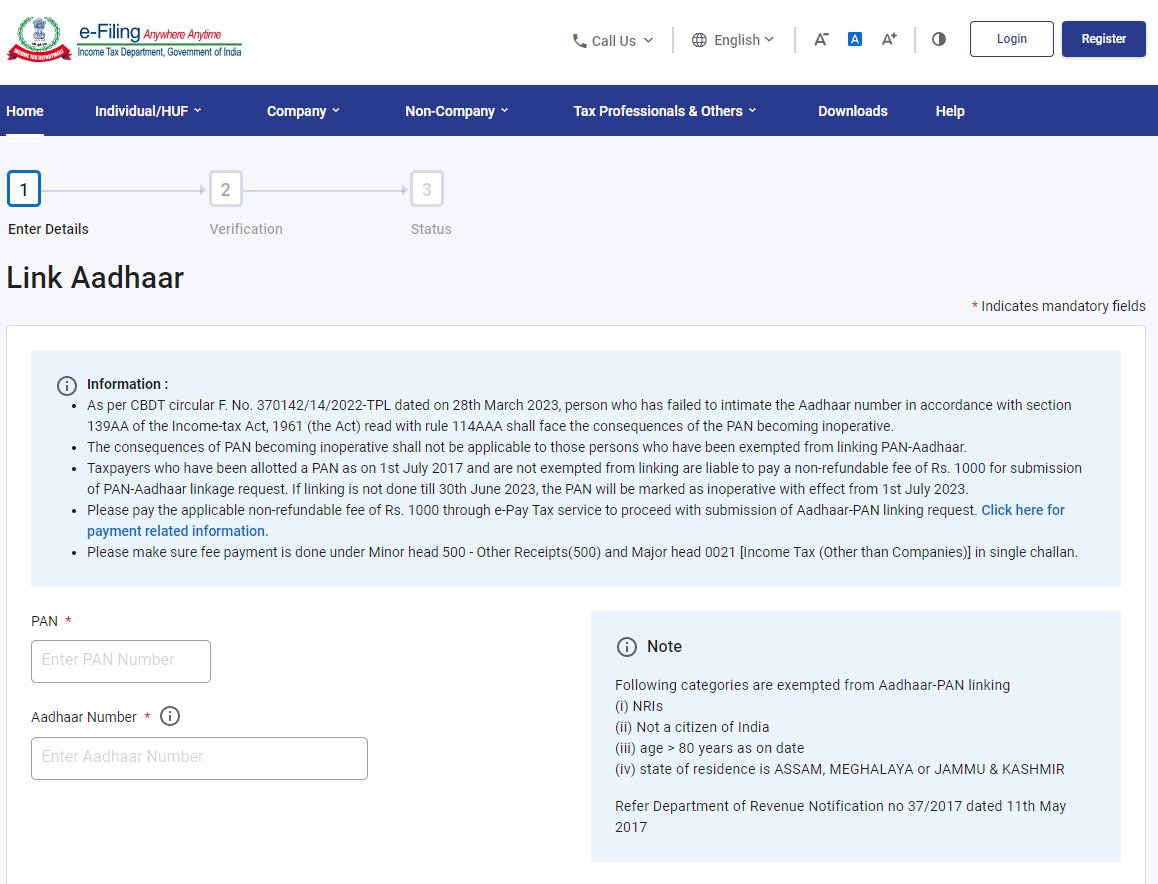 Pan Link To Aadhar Card Check Aadhar Pan Card Link Status Incometax Gov In All Jobs