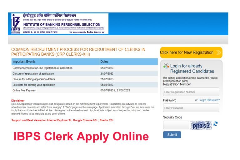 IBPS Clerk 2023 Online Form, Notification Released For CRP Clerk XIII