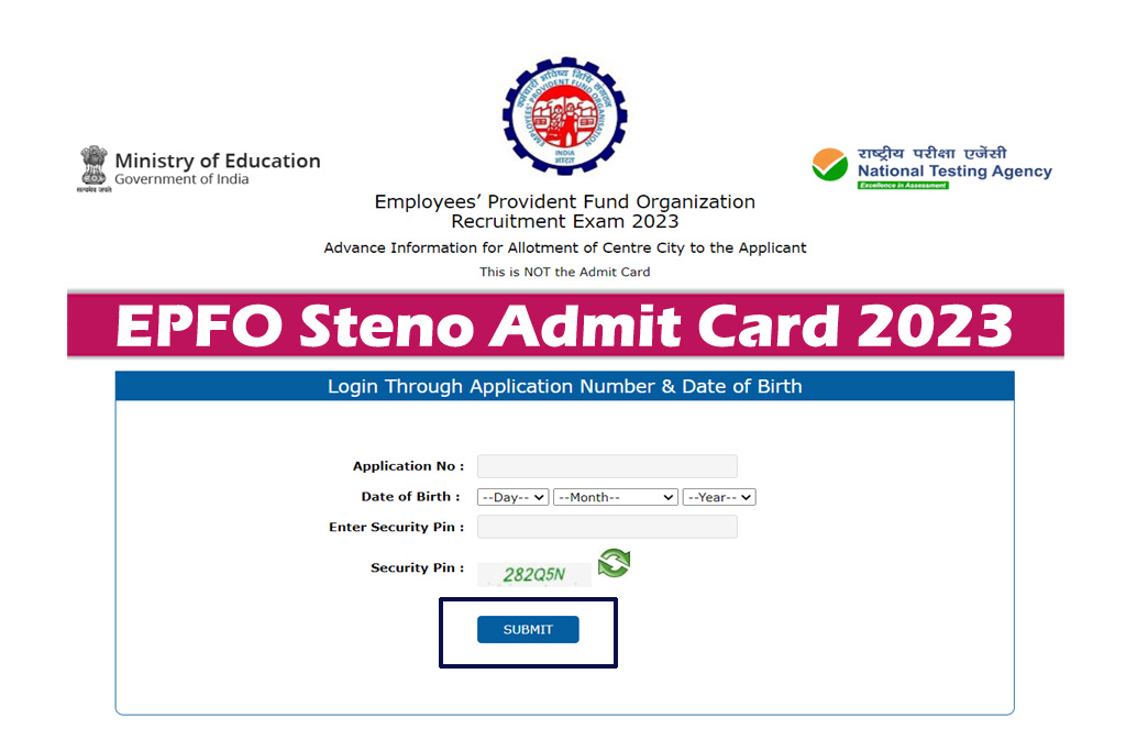 EPFO Stenographer Admit Card 2023