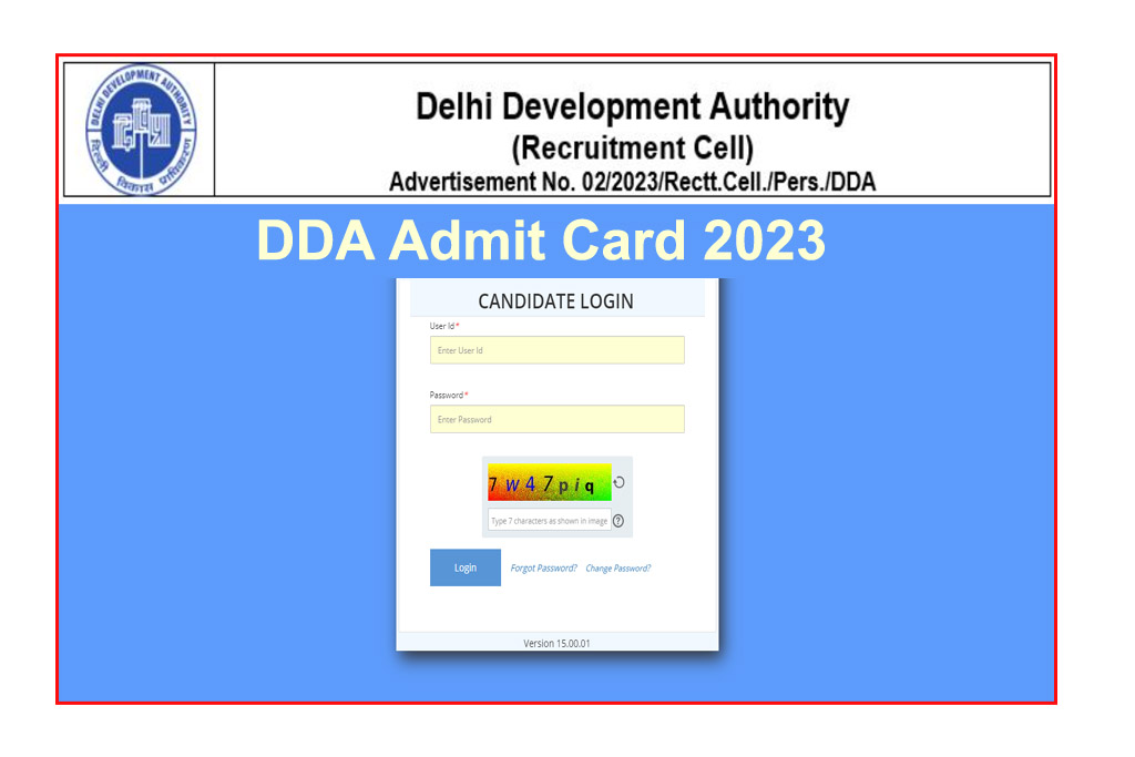 DDA Admit card 2023