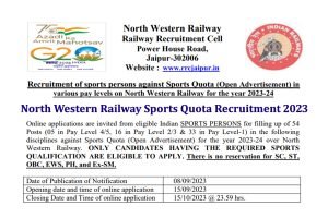 NWR Sports Quota Recruitment 2023