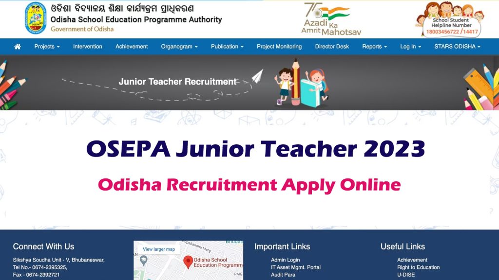 OSEPA Odisha Junior Teacher Recruitment 2023 Notification Out, 20,000 Vacancy, Apply Online Form
