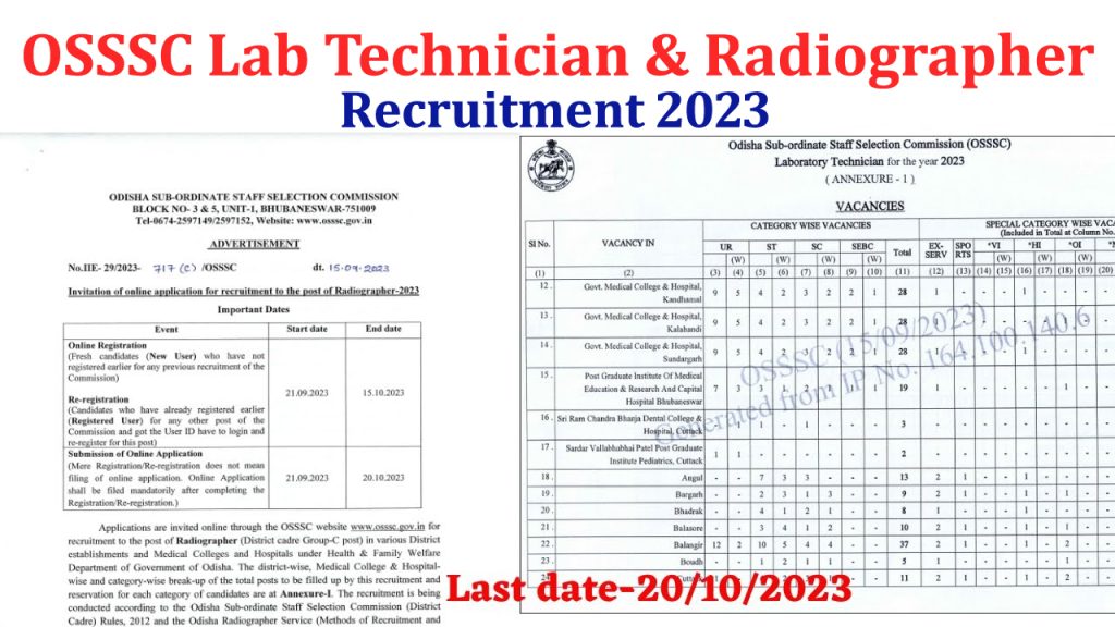OSSSC Lab Technician & Radiographer Recruitment 2023