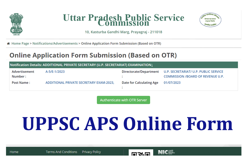 UPPSC APS Online Form 2023
