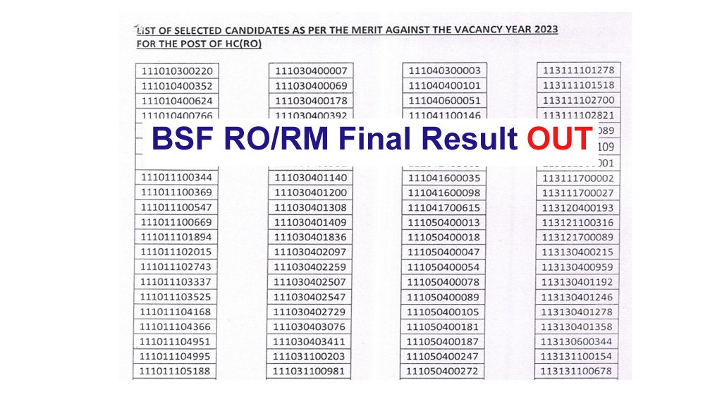 BSF RO RM Final Result 2023