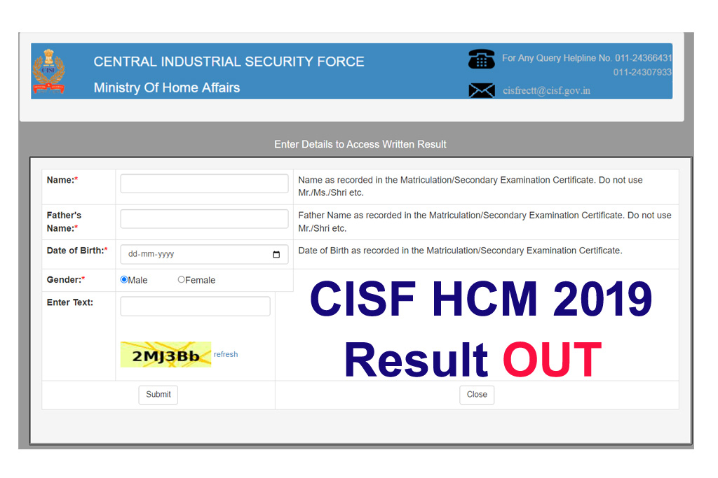 CISF HCM Result 2023 