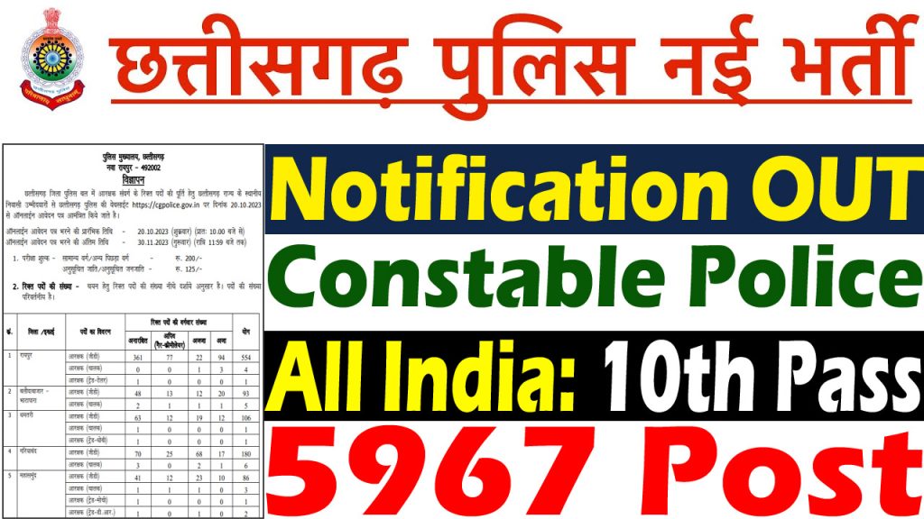 CG Police Constable Bharti 2023 / Chhattisgarh Police Notification 2024 / CG Police Online Form 2024