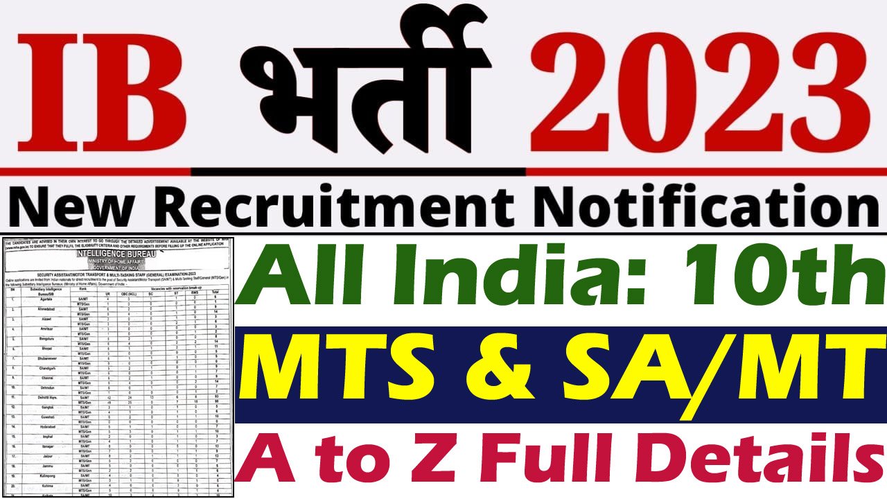 IB SA MT And MTS Recruitment 2023