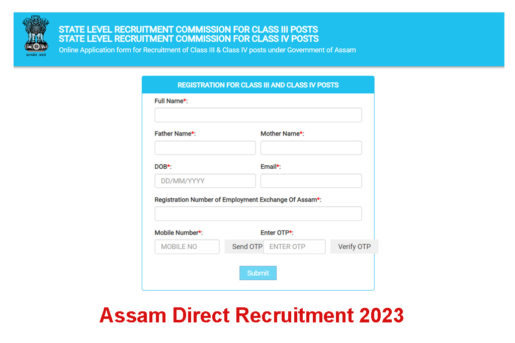 Assam Direct Recruitment 2023 / Assam Direct Online Form 2023