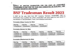 BSF Tradesman Result 2023 OUT