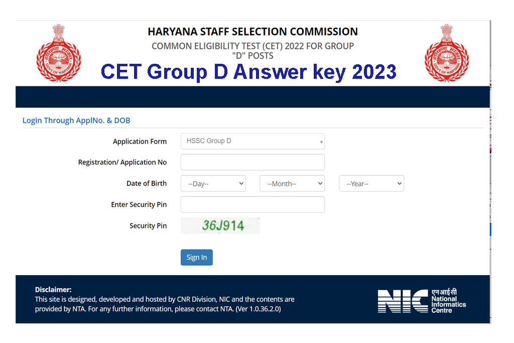 CET Haryana Group D Answer key 2023