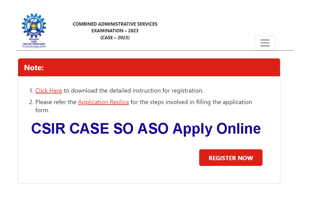 CSIR CASE SO ASO Online Form 2023