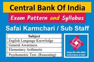 Central Bank of India Sub Staff Syllabus and Exam Pattern 2024 Safai Karmchari / Sub Staff PDF